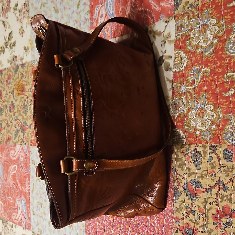 Patricia Nash Brown Tooled Leather Tote Bag
